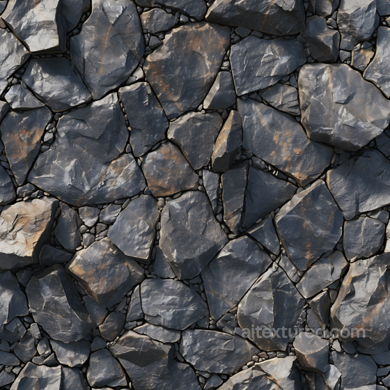 Stone Texture of Dark Slate Rocky Ground with Irregular Stones and Subtle Rust Tones Stone texture preview