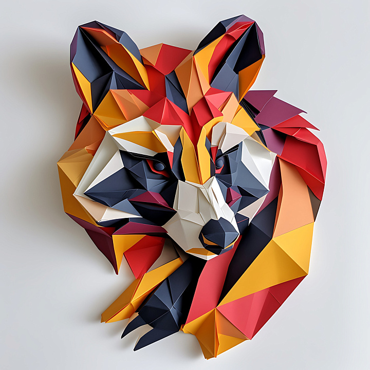 Origami-Inspired Badger with Geometric Color Blocks seamless PBR texture preview