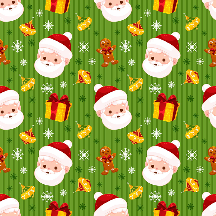 Christmas Digital Paper Featuring Santa Faces, Gifts, and Festive Symbo… seamless PBR texture preview