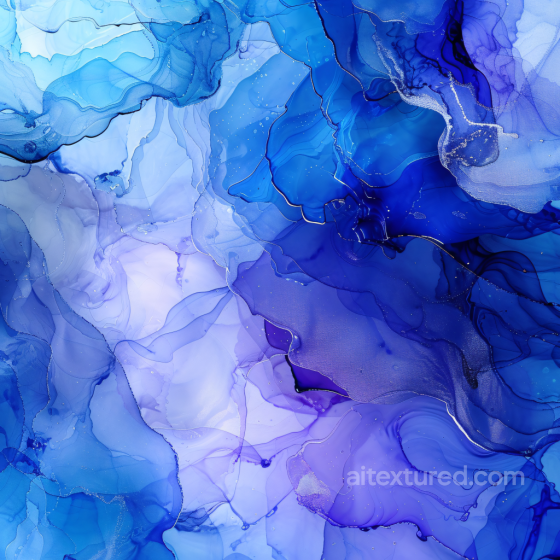 Alcohol Ink PBR Texture Featuring Blue and Violet Fluid Swirls with Subtle Metallic Veins Alcohol ink texture preview