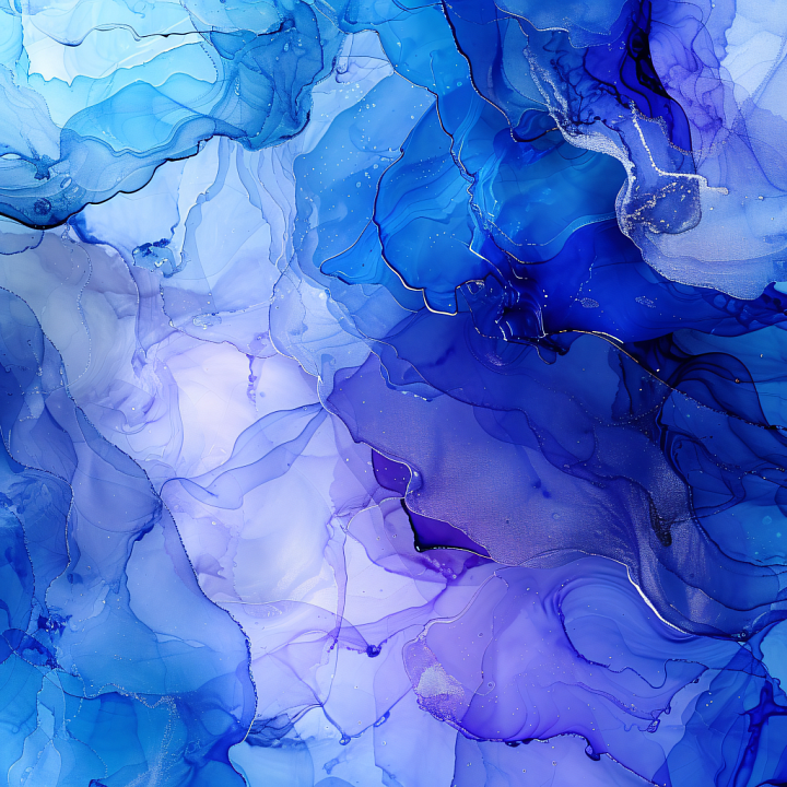 Alcohol Ink Featuring Blue and Violet Fluid Swirls with Subtle Metallic… seamless PBR texture preview