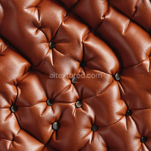 Seamless 3D Quilted Brown Leather PBR Texture with Buttoned Upholstery and Pebbled Grain