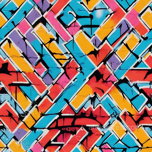 Seamless 3D PBR texture of vibrant geometric graffiti with drips texture preview