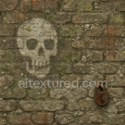 seamless Seamless 3d texture pbr 8k spooky graffiti on weathered bricks with rust stains and mold texture 8k free download PBR
