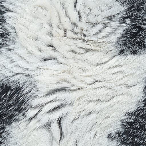 Seamless 3D Black and White Long Fur Leather PBR Texture with Natural Hair Flow