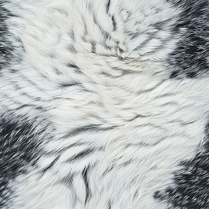 Black and White Long Fur Leather with Natural Hair Flow seamless PBR texture preview