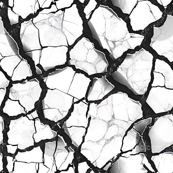 cracked white plaster PBR texture with deep black fissures Cracked & Holes texture preview