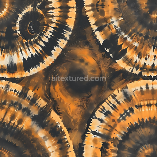 Seamless 3D stylized tie-dye camouflage PBR texture in warm autumn palette