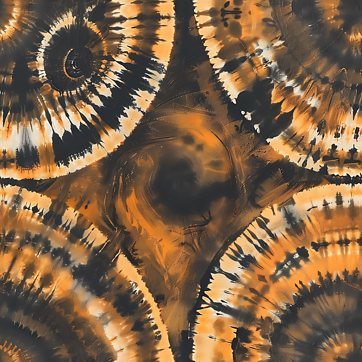 Stylized Tie-Dye Camouflage In Warm Autumn Palette seamless PBR texture preview