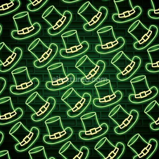Preview — Seamless 3D PBR Neon Leprechaun Hat Digital Paper Texture in Green