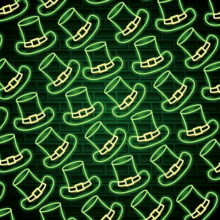 Neon Leprechaun Hat Digital Paper in Green seamless PBR texture preview