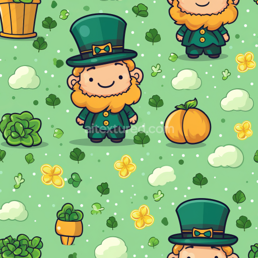 Seamless 3D PBR Cartoon St Patrick Digital Paper Texture