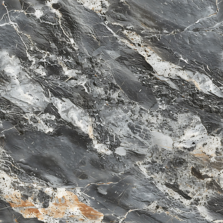 Dark Marble Stone with Striking White Veins and Natural Patterns seamless PBR texture preview
