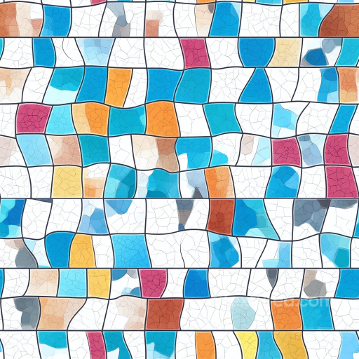 mosaic PBR texture with multicolor cracked ceramic tiles and irregular shapes seamless Mosaic PBR texture