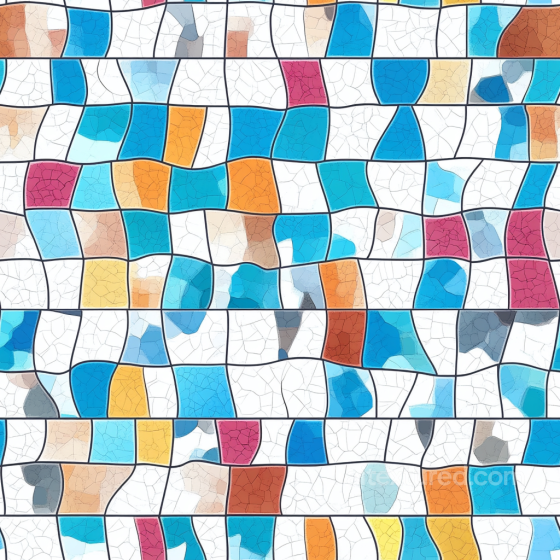 mosaic PBR texture with multicolor cracked ceramic tiles and irregular shapes Mosaic texture preview