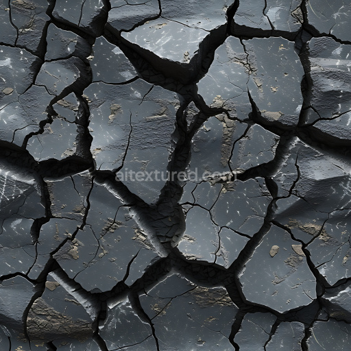 Seamless 3D cracked dry earth PBR texture with deep jagged fissures
