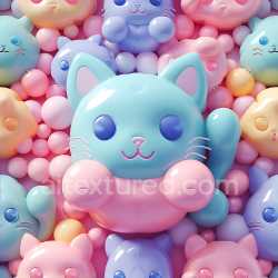 seamless Seamless 3D Inflated PBR Texture Featuring Colorful Vinyl Cat Bubble Pillows texture 8k free download PBR