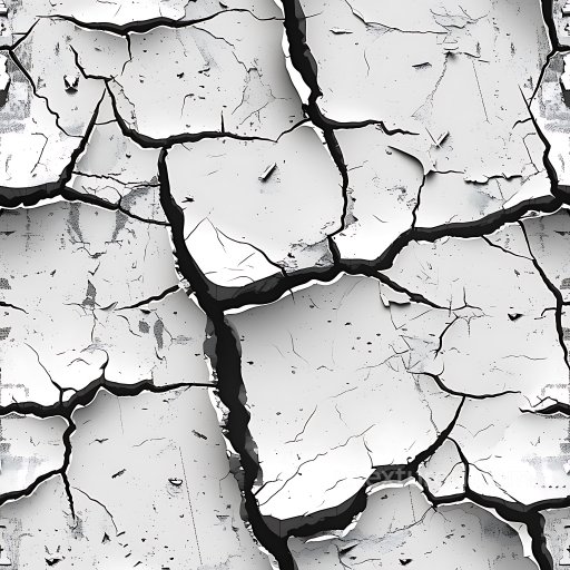 Cracked White Plaster PBR Texture with Deep Fissures and Chipped Edges seamless Cracked & Holes PBR texture