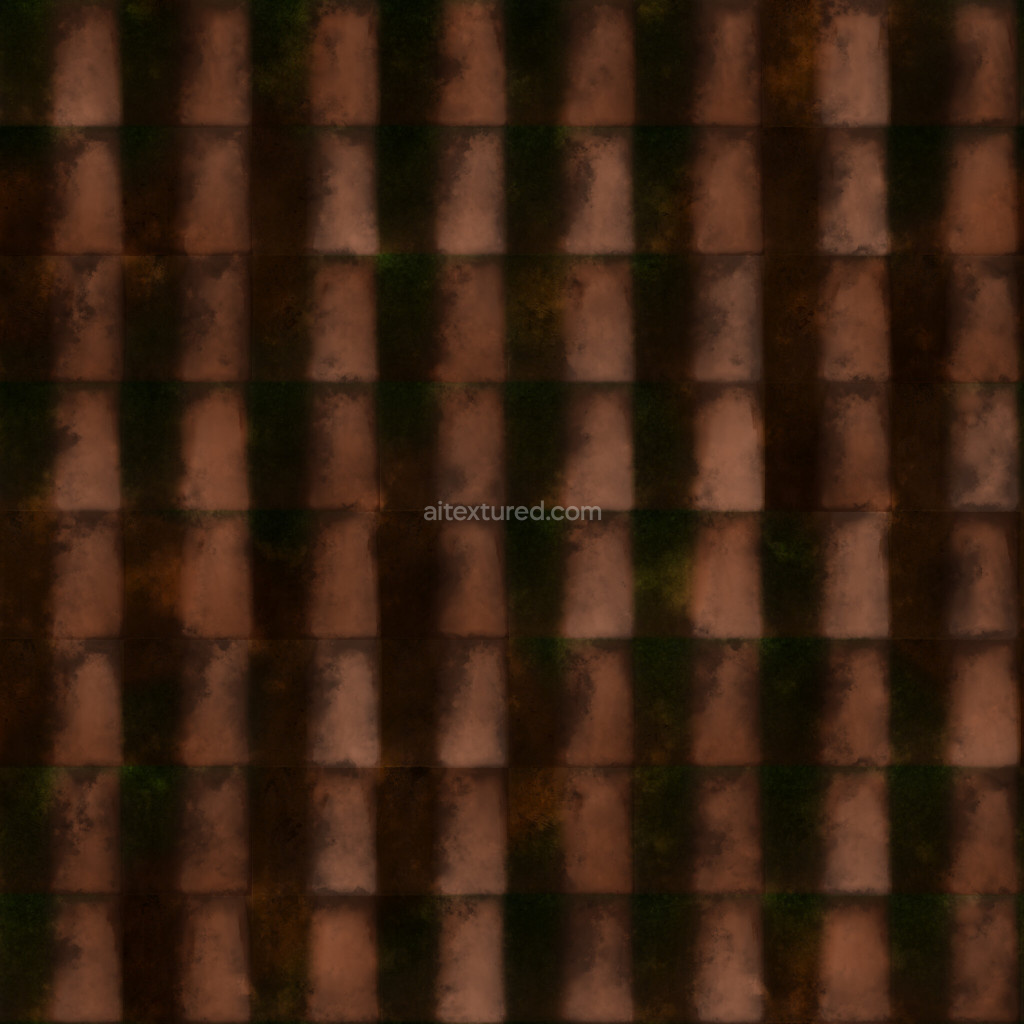Seamless PBR texture of roofing tiles in brown shades