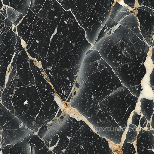 Black Marble Texture Featuring Bold Beige Veins and Polished Finish seamless Marble PBR texture