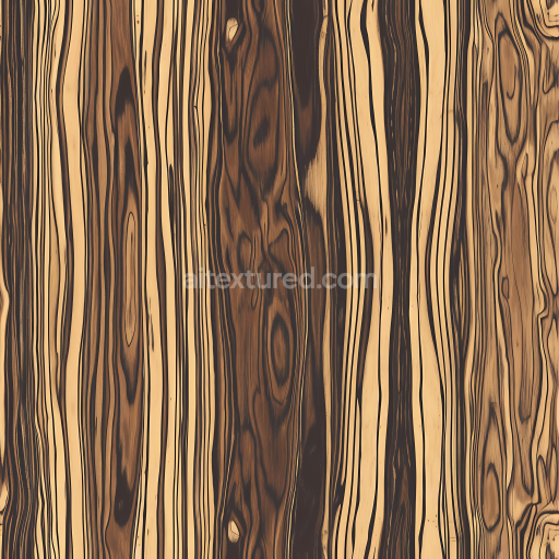 Seamless 3D Zebrawood Plank PBR Texture with Bold Grain Patterns