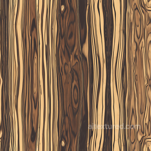 Zebrawood Plank PBR Texture with Bold Grain Patterns seamless Wood PBR texture
