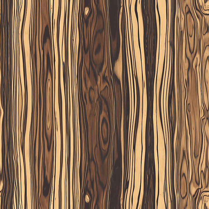 Zebrawood Plank with Bold Grain Patterns Wood seamless PBR texture preview