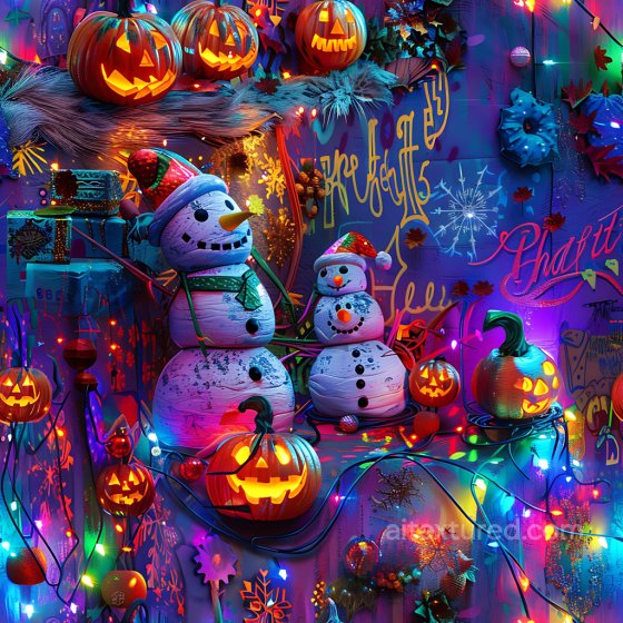 Halloween Graffiti Texture Featuring Glowing Pumpkins And Vibrant Street Art Graffiti texture preview