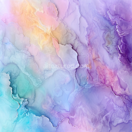 Seamless 3D Alcohol Ink PBR Texture with Pastel Violet and Teal Fluid Waves