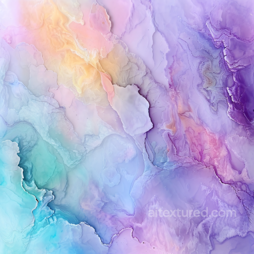 Alcohol Ink PBR Texture with Pastel Violet and Teal Fluid Waves seamless Alcohol ink PBR texture