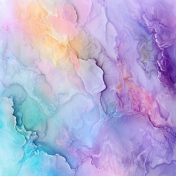 Alcohol Ink with Pastel Violet and Teal Fluid Waves seamless PBR texture preview