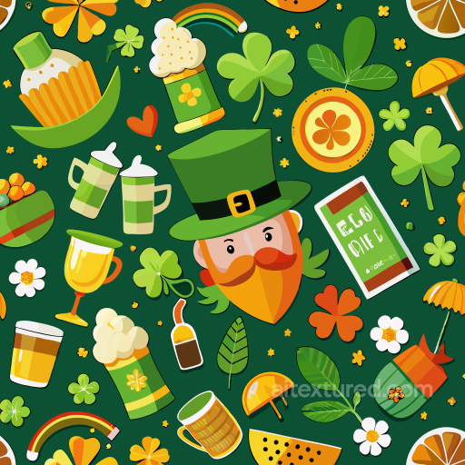 St Patrick Digital Paper Texture with Festive Icons seamless St patrick digital paper bundle PBR texture