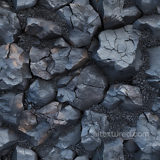 Volcanic Basalt Rock PBR Texture with Cracked Surface and Charred Details seamless Stone PBR texture