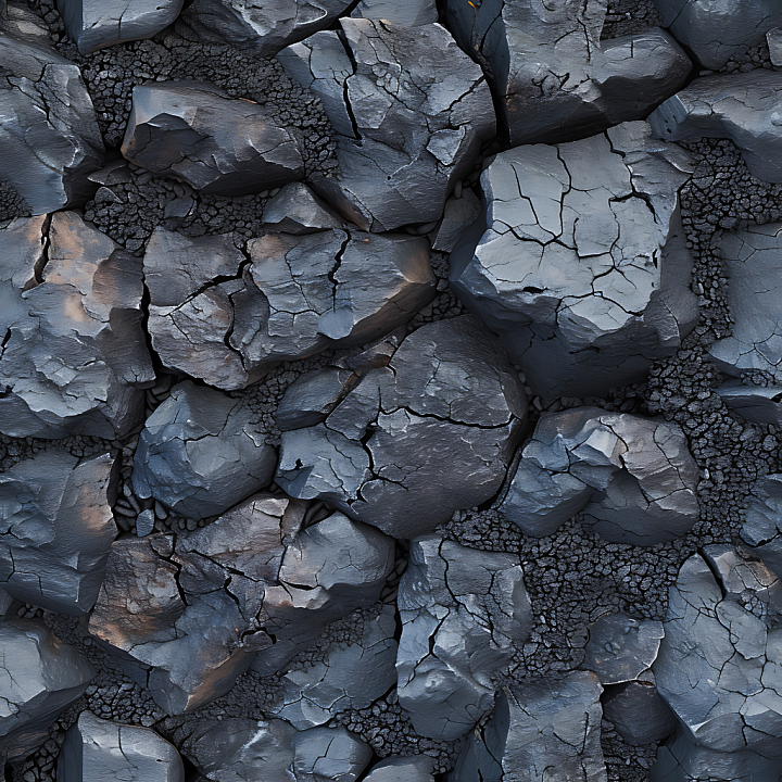 Volcanic Basalt Rock with Cracked Surface and Charred Details seamless PBR texture preview