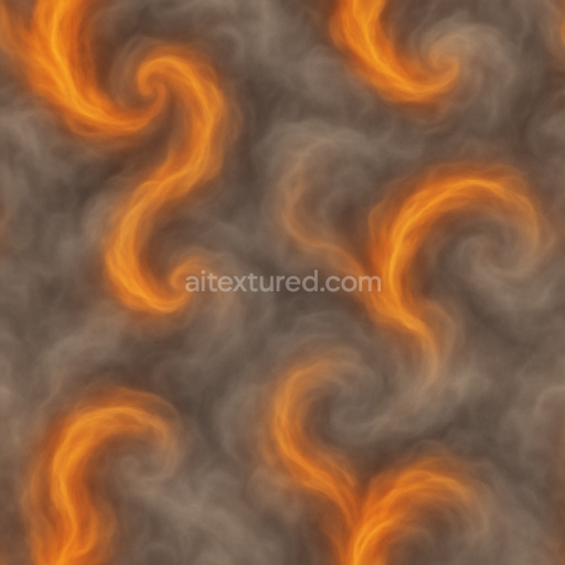Seamless 3d texture pbr 8k smoky fire haze with fire smoke spiral and twist