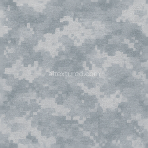 Seamless 3D Texture PBR 8K Frost Gray Pixelated Snow Camo Synthetic Fabric