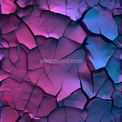 Seamless 3D Cracked & Holes PBR Texture of Color-Shifting Plaster Surface