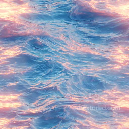 Ocean Water Texture with Realistic Sunlit Waves and Reflections seamless Water PBR texture