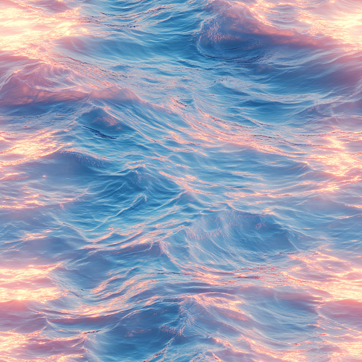Ocean Water with Realistic Sunlit Waves and Reflections seamless PBR texture preview