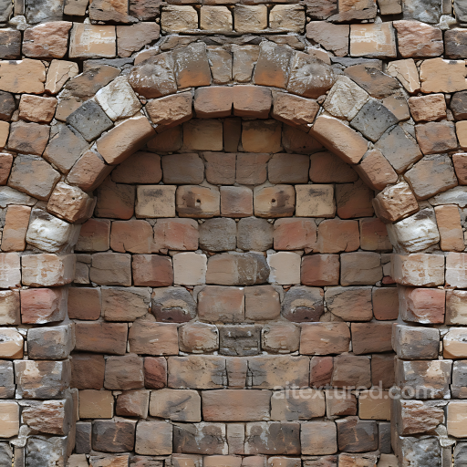 Weathered Stone Wall PBR Texture with Distinctive Archway Pattern seamless Stone PBR texture
