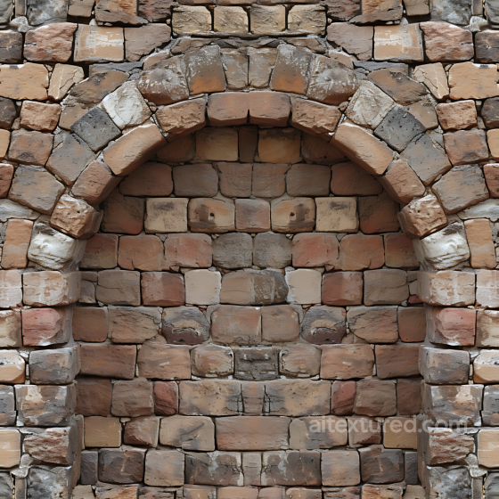 Weathered Stone Wall PBR Texture with Distinctive Archway Pattern Stone texture preview