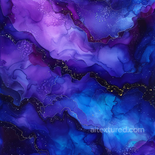 Alcohol Ink PBR Texture Featuring Purple and Blue Fluid Marbling seamless Alcohol ink PBR texture