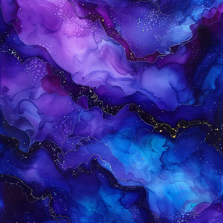 Alcohol Ink Featuring Purple and Blue Fluid Marbling seamless PBR texture preview