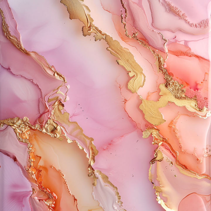 Alcohol Ink Featuring Soft Pink and Gold Veins seamless PBR texture preview
