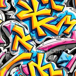 seamless Seamless 3D PBR Graffiti Texture Featuring Bold Yellow Lettering on Blue texture 8k free download PBR