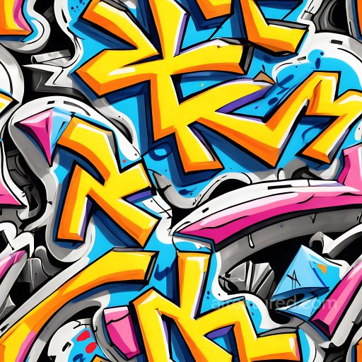 Seamless 3D PBR Graffiti Texture Featuring Bold Yellow Lettering on Blue texture preview