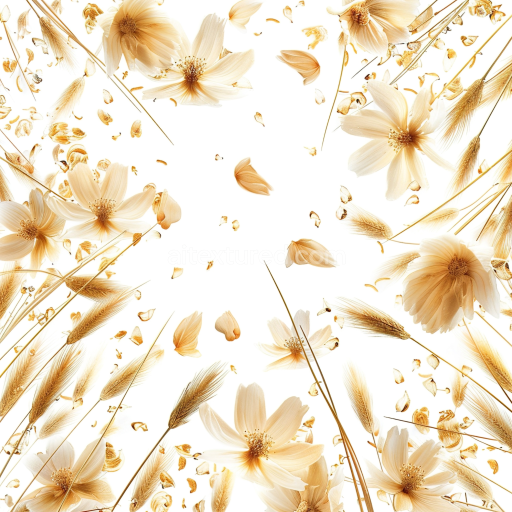 Seamless 3D PBR Texture Featuring Delicate White and Gold Floral Elements