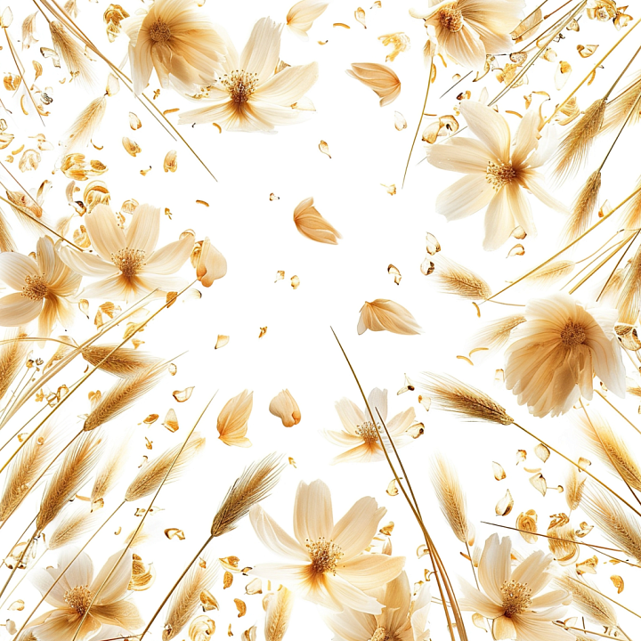 Featuring Delicate White and Gold Floral Elements seamless PBR texture preview