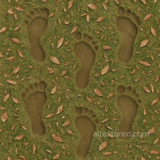Seamless 8K PBR 3D Texture of Grass Footprints with Organic Debris seamless Footprints PBR texture