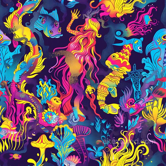 Graffiti Texture Featuring Neon Colored Marine Creatures Graffiti texture preview